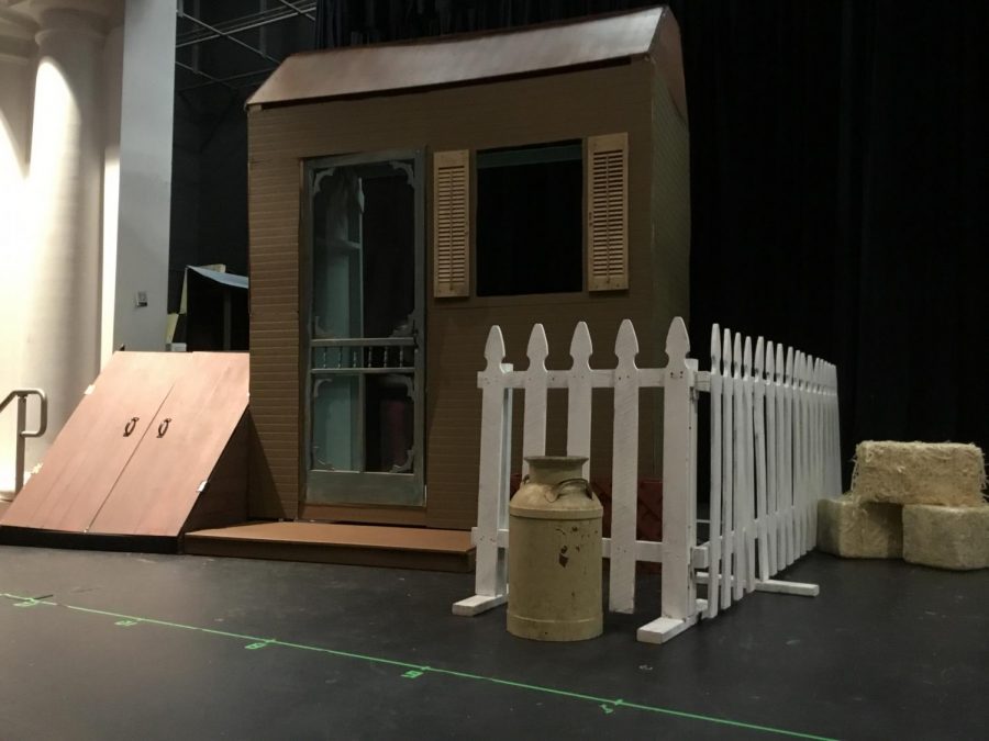 Students build their own sets for school musical.