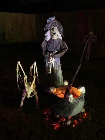 Witch with homemade cauldron