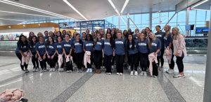 Arlington Varsity and JV cheerleaders in the Memphis Airport.